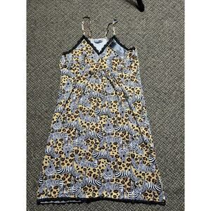 Joan Vass Sleeveless Nightshirt, Zebra And Leopard Print, Women’s Size Large NWT